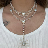 Triple Pearl Heart Necklace